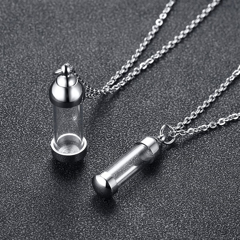Cremation Urn necklace, Bottle necklace, stash necklace, Perf27